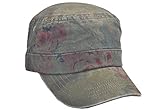 Fashion Floral Adjustable Cadet Cap Military Army Twill Hat, Olive