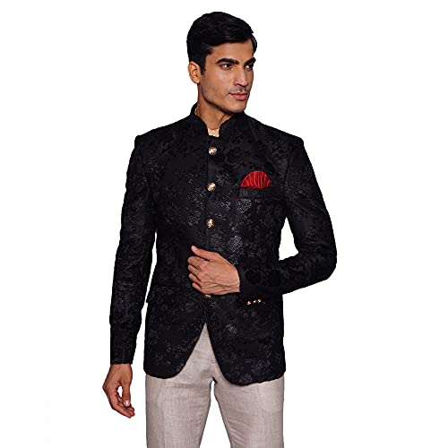 Image of WINTAGE Men's Emroidered Velvet Green Bandhgala
