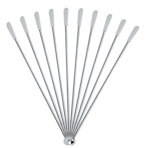 Romote Lot de 10 agitateurs à cocktail en acier inoxydable pour boissons jus, café, lait – Argent
