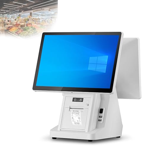 15.6インチデュアルタッチスクリーンレジ、中小企業向けPOSシステム、内蔵58mmサーマルプリンタ、30以上の言語をサポート、8 GB RAM、128GB/256GB SSD、スーパーマーケット、小売店向け I7 256G
