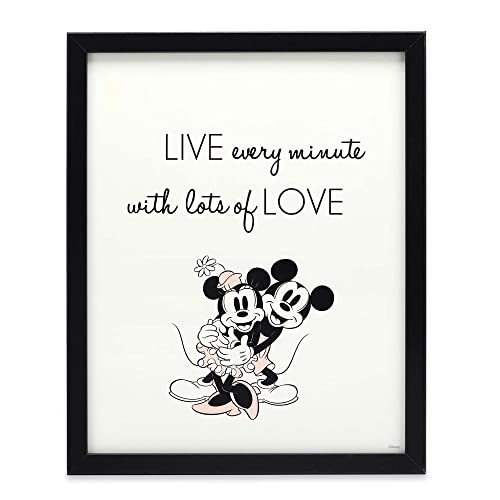 Disney Mickey and Minnie Nostalgic Framed Wood Wall Decor - Live Every Minute With Lots of Love
