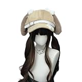 Kreeqe Adorable Puppy Ears Beret Hat Vibrant Spring Fashion Subculture Accessory Daily Cute Style(Brown,M)