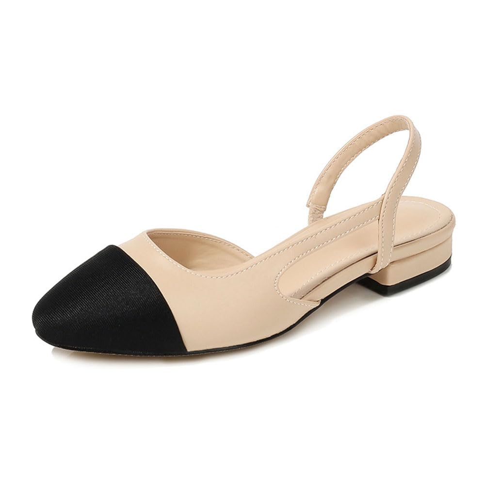 Wilbb Femmes Élégant Bloc Slingback Talon Souple Cuir Femme Sandales Habillées Escarpins,1.5cm,41 EU