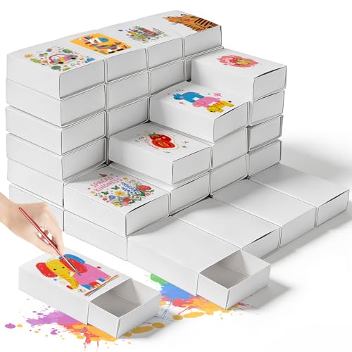 Nuyoah Streichholzschachteln Blanko Klein 5x3.5x1.5cm 28Stk Leere Weiß Schachteln zum Basteln Bekleben Ideal für Bastelprojekt in der Schule Adventskalender DIY Deko & Geschenke