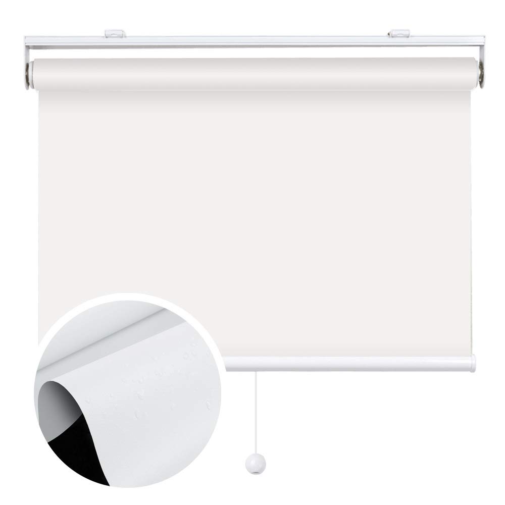 Blackout Cordless Window Roller Shades, White Custom Waterproof Window Shades Elegant Window Roller Shade, Energy Saving UV Protection Window Blinds for Home, Kitchen, Windows, Bathroom, French Doors