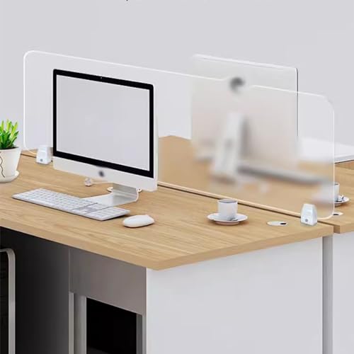 Mampara de escritorio acrílica, mampara protectora independiente para oficinas, recepción y cajas. Panel de privacidad para espacios de trabajo. Protección transparente para la salud y la seguridad.