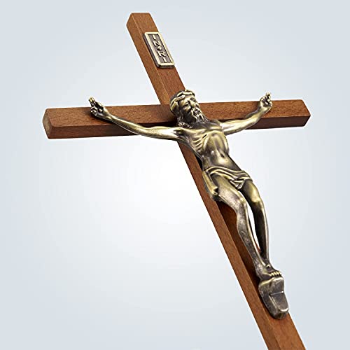 Achibang Crucifix Wall Cross (Wooden), Catholic Crosses With Jesus Christ For Wall Decor -10 Inch #TOP1