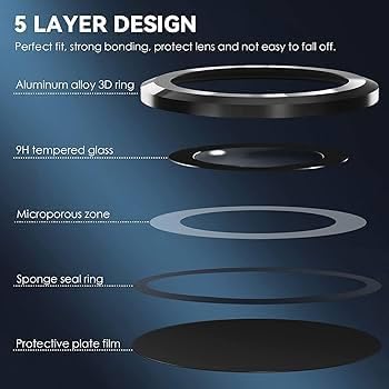 Image of ZARALA Camera Lens Frame Glass Compatible with Motorola Edge 70 Fusion Tempered Glass Aluminum Alloy Frame Individual Camera Lens Protector Cover Black