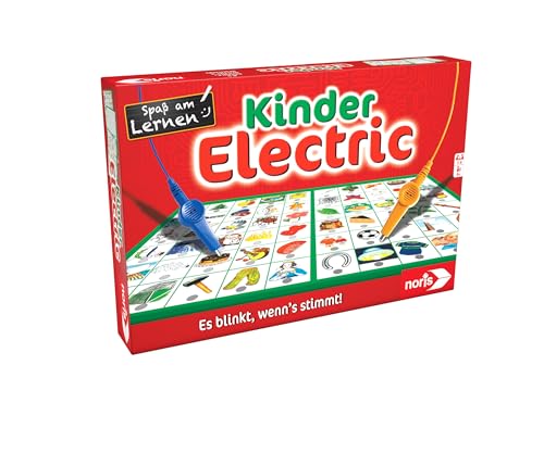 noris Kinder Electric Lernspiel – Zuordnungsspiel mit Lichtsignal bei richtiger Antwort, 12 Bildtafeln, Batterie betrieben – pädagogisches Spielzeug Kinder ab 4 Jahren