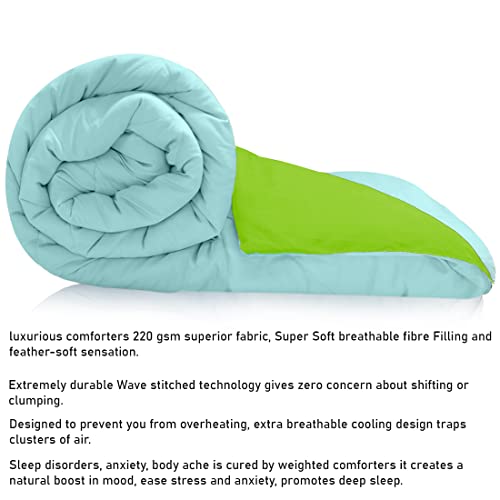 Image of AYKA Reversible Comforter 220 GSM Microfiber Reversible AC Comforter /Blanket for Winter /Quilt /Duvets for King Size Single Bed Comforter (60 * 90, Aqua & Green)