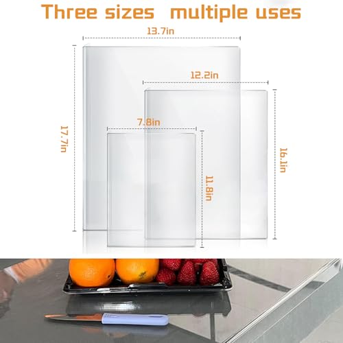 Set de 3 tablas de cortar acrílicas, 17.7 x 13.8 in, 16.1 x 12.2 in, 11.8 x 7.9 in, tabla transparente para protección de encimeras miniatura 3