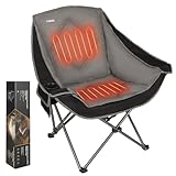 Heated Camping Chairs,Oversized Padded Heating Lawn Chair with Cup Holder,Wide&Thick,Heavy Duty Folding for Patio,Tailgates,and Sports,Battery NOT Included,Black