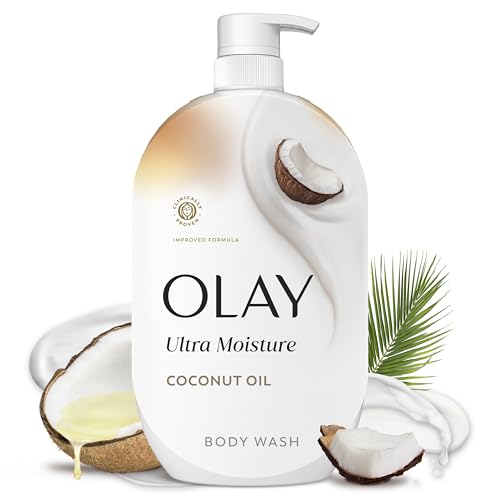 Olay Body Wash for Women, Ultra Moisture, 24/7 Moisture Barrier Repair, Hydrating Formula for Visibly Healthy Soft Skin, Vitamin B3 & Hyaluronic Blend, For All Skin Types, Coconut Oil Scent, 35 fl oz
