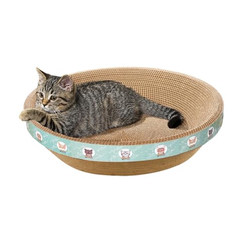Large Cat Scratcher Bed 16.9 x 16.9 x 3.9 Cat Scratch Cardboard with 2in1 Design Scratching Board Pad for Indoor Cats Kitty Kittens Scratch Bowl Lounge House Couch Furniture Protector Round
