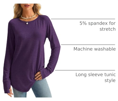 Image of AUTOMET Womens Long Sleeve Tunic Tops Crew Neck Casual Loose Fit Shirts