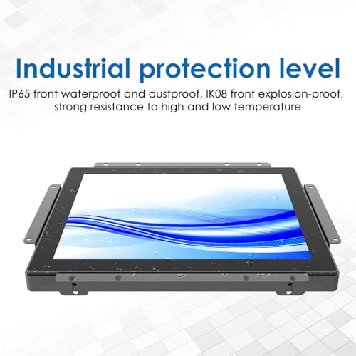 Image of GreenTouch 12.1 Inch 1000 Nits High Brightness Display Capacitive Touchscreen Open Frame LCD Touch Screen Monitor - Front IP65 and IK08-1024 x 768 - Black