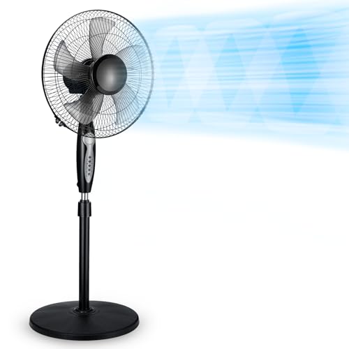 Lista de Abanico Pedestal que puedes comprar esta semana. 47 16' Ventilador de Piso, Con Control Remoto, 3 Velocidades, Oscilación 90°, 7.5H Temporizador, Altura Ajustable, Cabezal Inclinado, Ventiladores Silencioso de 5 Aspas Para...