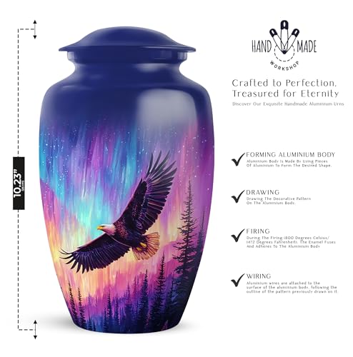 Image of Eagle Urn - Large Cremation Urn for Ashes for Women - Keepsake Urns for Funeral - Decorative Burial Urns - Combo of 10 Inch & 3 Inch