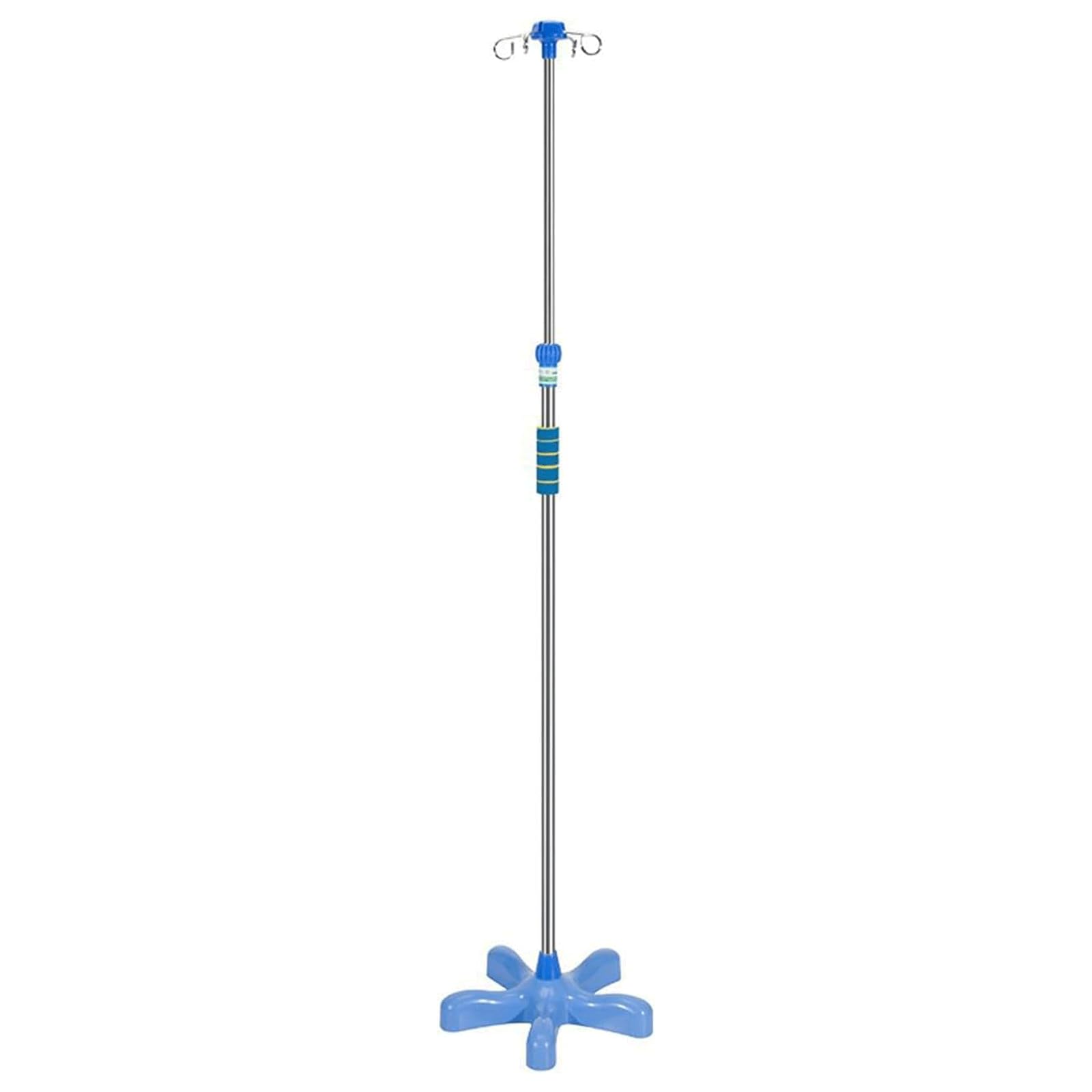 Asta portaflebo in Acciaio Inox da Pavimento con Impugnatura in Spugna Supporto per Sacca portaflebo Supporto per infusione ad Altezza Regolabile Asta portaflebo Portatile a 4 Ganci