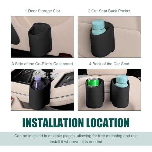 Portavasos para auto de piel sintética negra miniatura 5