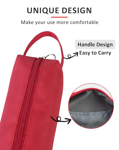 Image of Fmeida Pencil Case Pouch - Water Resistant Pencil Pouch Portable Pencil Bag Simple Office Stationery Pouch with Handle Christmas Gifts - Red