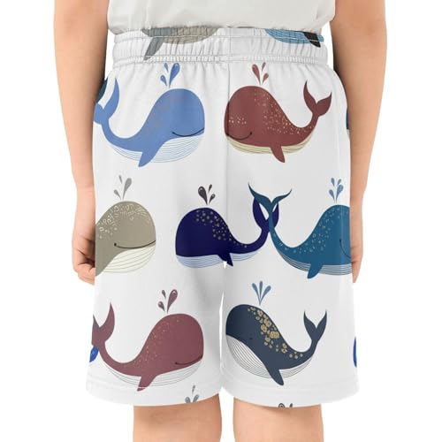 J JOYSAY Cartoon Whale Many Colors Boys Athletic Shorts Kids Youth Casual Shotrs with Elastic Waistband Pockets3