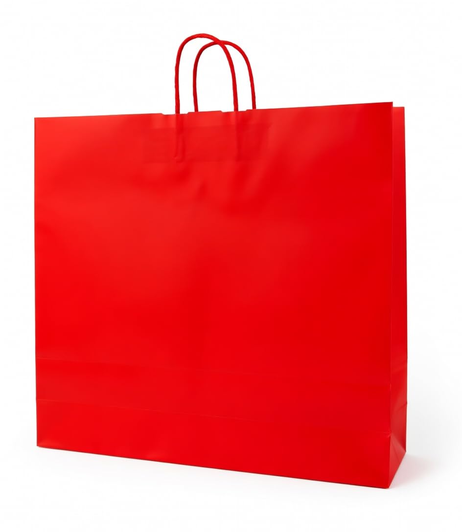 PGV Papierowe torby ze sznurkiem bardzo duże 54 + 14 x 50 cm (50 sztuk, czerwone)