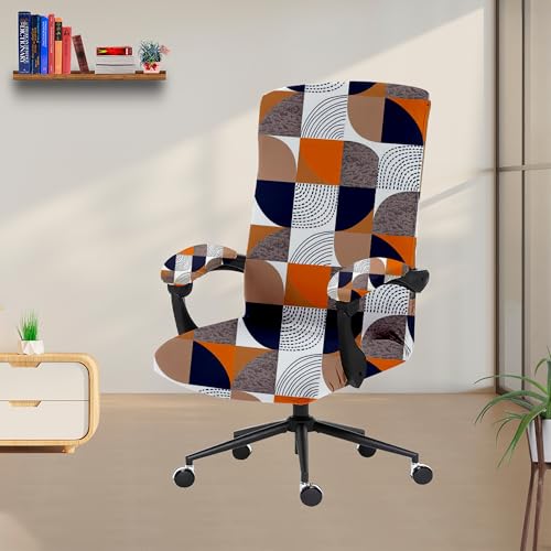 Image of Eleganta Stretch Boss Office Chair Cover Printed Computer Chair Covers with Armrest Cover Universal Removable Spandex Rotating Chair Slipcovers Soft Desk Chair Seat Protector New Multi C (Pack of 4)