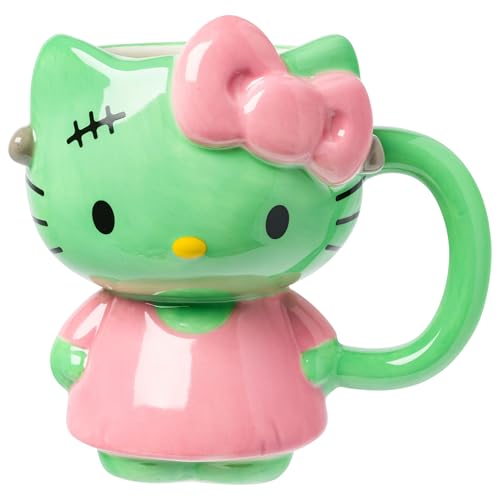Silver Buffalo Sanrio Hello Kitty Halloween Frankenkitty Pink Dress Ceramic 3D Sculpted Mug, 20 Ounces
