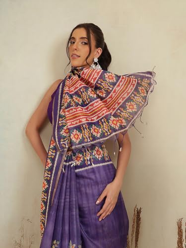 Image of Amazon Brand - Anarva Women's Kalamkari Saree With Blouse Piece