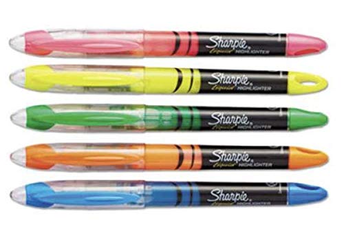 Sharpie 24555 Accent Liquid Pen Style Highlighter, Chisel Tip, Assorted, 5/set