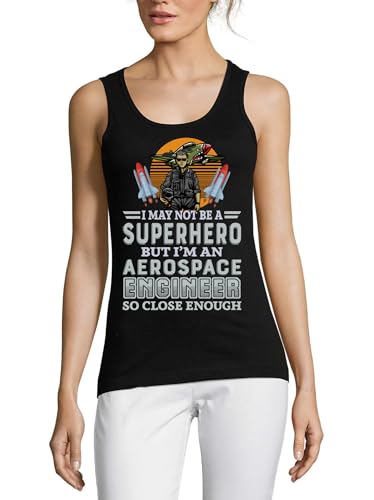Débardeur aéronautique femme coton t-shirt sans manche ingénieur spatial noir