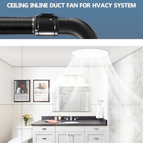 Miniatura 6 de Ventilador Extractor De Aire De 150 Mm, De Alto Flujo De Aire, De Metal Con Interruptor De Presión, Válvula Antirretorno Para Baño, Garaje, Invernadero Negro