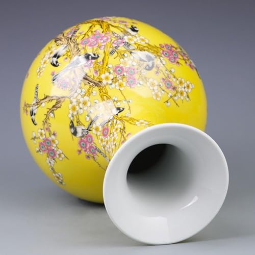 Vase en céramique jaune rétro chic pour meuble TV - 6