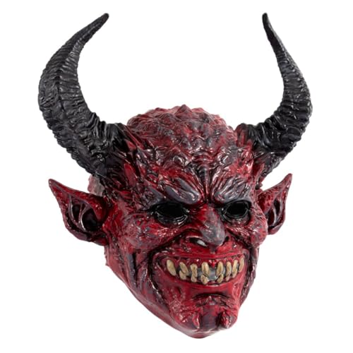 Masque de Diable Rouge à Cornes en Mousse Demi-masque Effrayant Halloween Cosplay
