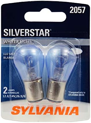 SYLVANIA - 2057 SilverStar Mini Bulb - Brighter and Whiter Light, Ideal for Daytime Running Lights (DRL) and Reverse Lights (Contains 2 Bulbs)