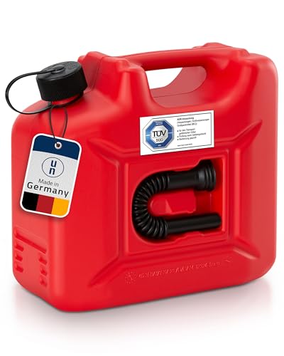 hünersdorff 801060 Kraftstoff-Kanister 10l PROFI 10l für Benzin Diesel und andere Gefahrgüter UN-Zulassung made in Germany TÜV-geprüfte Produktion rot