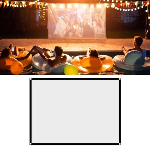 Tissting Pantalla Proyector Plegable, Portátil 72 Pulgadas Tela Poliéster Blanca 16:9 para Cine en Casa Oficina Exteriores Presentaciones