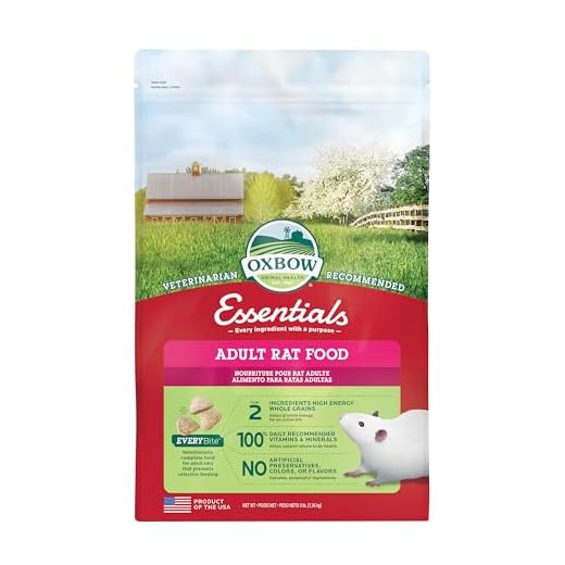 Oxbow Essentials Rat Food, Pet Food for Adult Rats, All-Natural Vitamin & Mineral Rich Formula, Veterinarian Recommended, Oxbow, Rodent Pellets, Made in USA, No Artificials, 3 lb. Bag