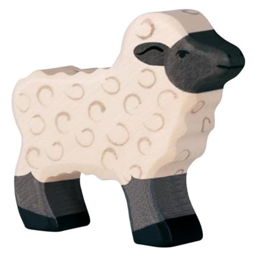 HOLZTIGER 80603 Cordero cabeza negra de madera, juguete de madera de arce, colores a base de agua, promueve la imaginación y la creatividad, fabricado en Europa, 7 cm x 2 cm x 7 cm, a partir de 3 años