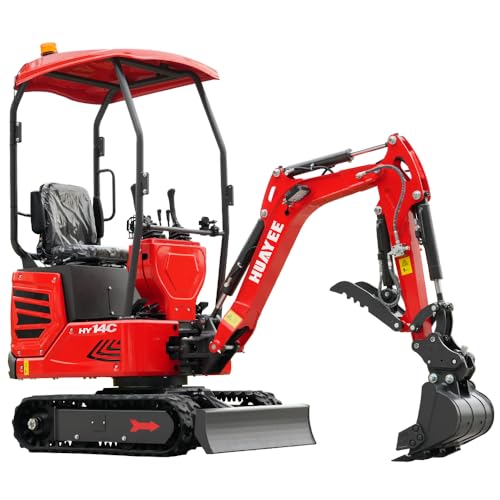 HY14C 1.4 Ton Mini Excavator | LimitedTime Offer, with Side Swing Boom, Semi-Auto Quick Coupler & Hydraulic Thumb for Farming 13.5HP B&S Engine, Includes delivery & unloading services
