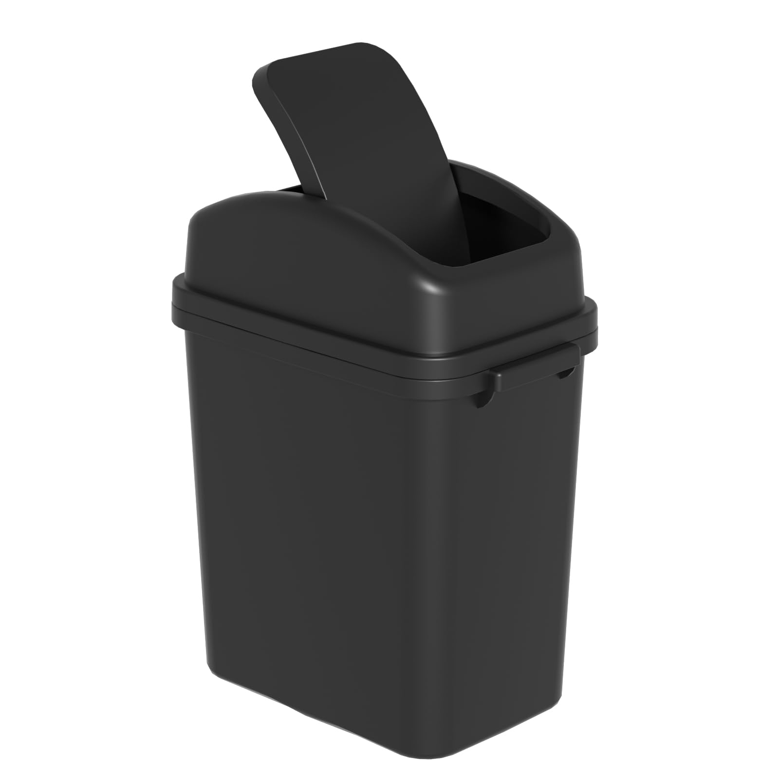 Ordate 7 Litre Plastic Slim Swing Lid Bin, Black