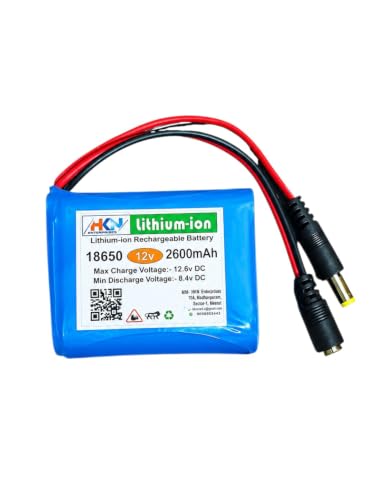 Image of 12V 2600mAh Rechargeable Lithium-ion Battery Pack with BMS | for LED Lights, DIY Projects, Robotics, CCTV & Solar Applications
