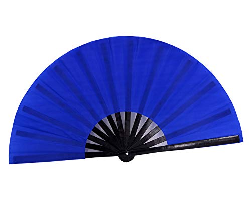 Meifan Large Rave Folding Hand Fan For Women Men, Chinese Japanese Bamboo Fan Hand Fan For Festival, Dance, Gift, Performance, Decorations (Blue) #TOP7