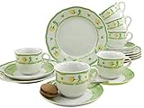 klassischer Rosendekor CreaTable, 11562, Serie Spring Rose, Geschirrset Kaffeeservice 18 tlg