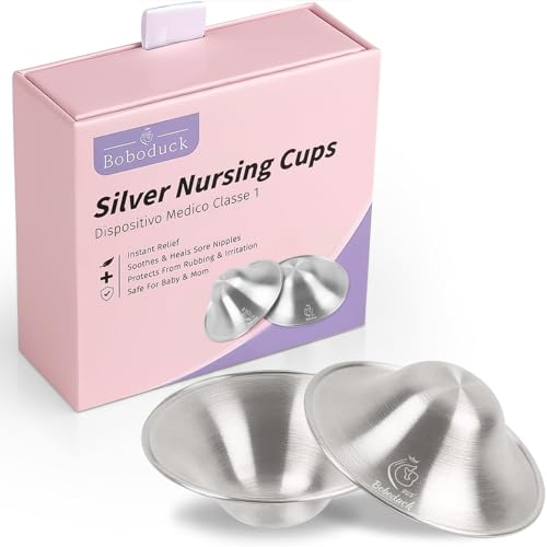 Image of Boboduck The Original Silver Nursing Cups - Nipple Shields for Nursing Newborn, Newborn Breastfeeding Must Haves for Soothe and Protect Your Nursing Nipples - 925 Silver (X-L Size)