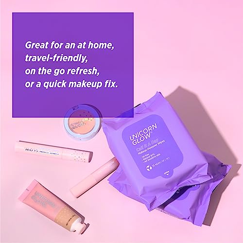 Unicorn Glow Makeup Remover Cleansing Face Wipes - 1 Ea [25 Count] Xl Oversize Daily Cleansing Facial Towelettes To Remove Makeup, Micellar Water, Charcoal, Aloe Extract And Vitamin E, Alcohol Free, Paraben Free - Call It A Day (1 Ea) #TOP4