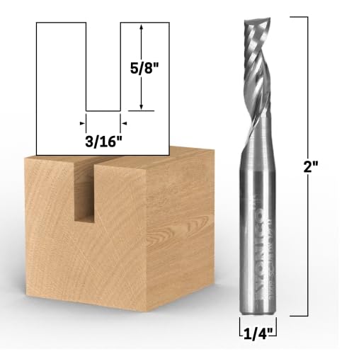 Image of YONICO Solid Carbide Single Flute Upcut End Mill Router Bits CNC Spiral O Flute 3 /16-Inch Diameter 1 /4-Inch Shank 31009-SC
