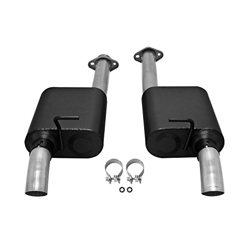 Flowmaster 817574 American Thunder 409S Stainless Steel Dual Dump Exit Cat-Back Exhaust System with Aggressive Sound, Black muffler, natural tubing