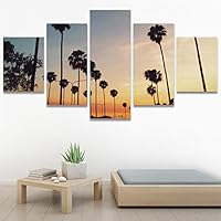 SIGNWIN 5 Panel Canvas Wall Art Palm Tree for Home Decorations Ready to Hang - 60